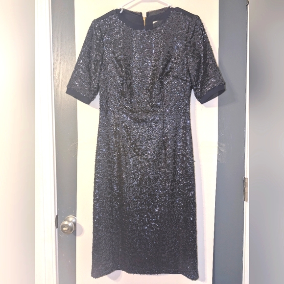 Eliza J Blue Sequined Cocktail Dress with Gold Back Zipper Detail Size 4 - Picture 1 of 8